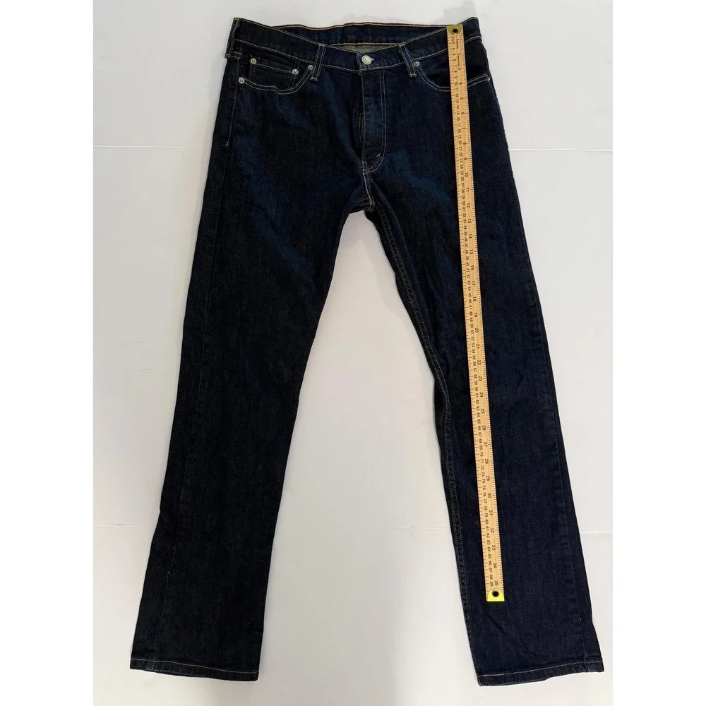 Levis 513 Slim Straight Jeans Mens 33x32 Dark Indigo Blue Denim Pants